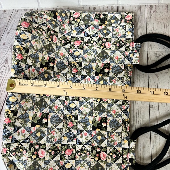 Farmhouse Is My Style Canvas Tote Purse Patchwork Quilt Print Rope Handle Floral - Picture 5 of 13